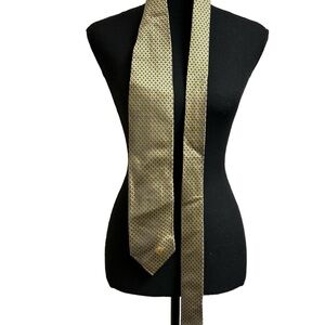 Versace Blue Yellow Greek Key La Greca Pattern Silk Flax Neck Tie 57” x …